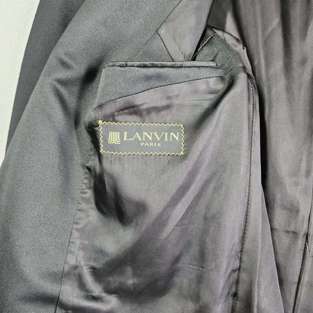 LANVIN Paris Tuxedo Blazer Mens 42R Black Wool Formal Wedding Jacket USA Prom